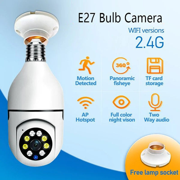 1080P HD E27 Bulb Surveillance Camera Auto Tracking And Wireless Night Vision - stepyours.com