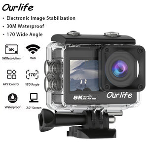 Ourlife MTR60 Action Cam 2.0 Touch Screen EIS 170 Degree Waterproof 30M WiFi - stepyours.com