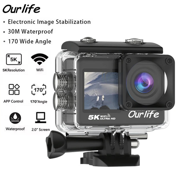 Ourlife MTR60 Action Cam 2.0 Touch Screen EIS 170 Degree Waterproof 30M WiFi - stepyours.com
