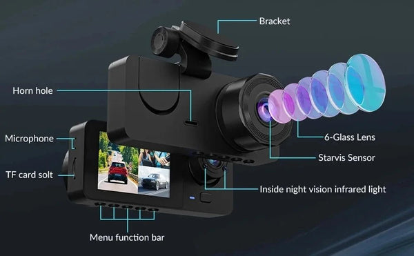 4K Dual Lens Dash Cam Car DVR With WiFi App Front Rear Night Vision - stepyours.com