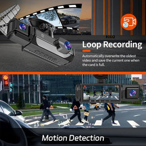 3 Channel Dash Cam 1080P Front And Rear Night Vision Parking Monitor Car DVR - stepyours.com