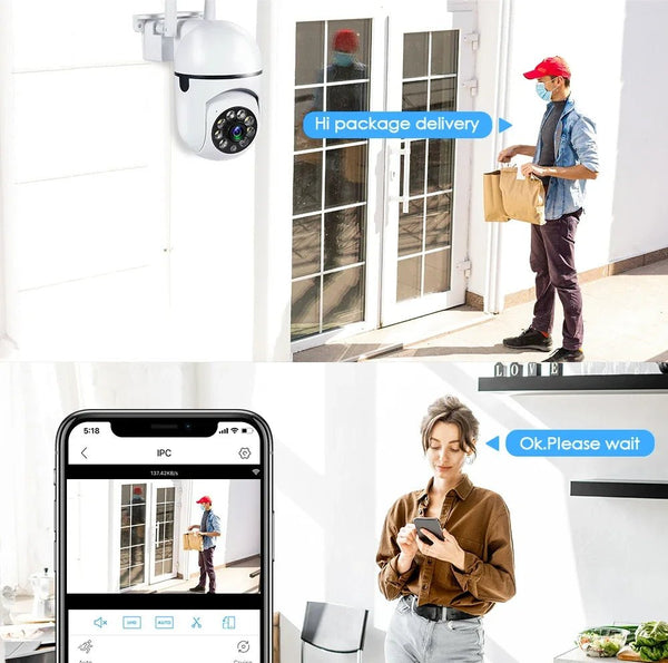 8MP WiFi Outdoor PTZ Security Camera 4X Zoom AI Human Tracking Two Way Audio - stepyours.com