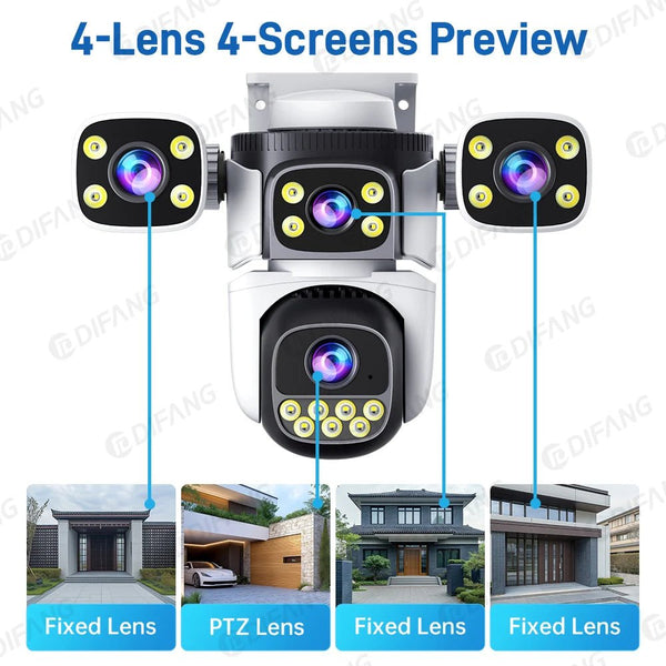 Outdoor WiFi PTZ CCTV Camera With 5X Zoom Four Lens Night Vision - stepyours.com