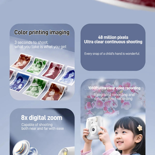 Kids Color Printing Instant Camera 32GB 1080P Digital Photo Video Gift - stepyours.com