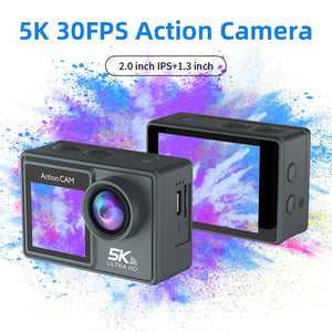 HUAFANT M4R Action Camera 5K 4K60FPS Waterproof 30m IPS Touch LCD 5X Zoom - stepyours.com
