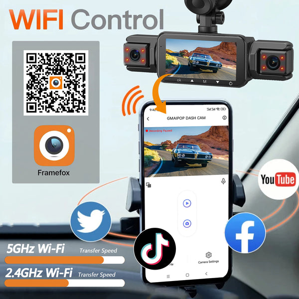 4 Channel Dashcam for Cars WiFi FHD 1080P Night Vision Loop Recording Kit - stepyours.com