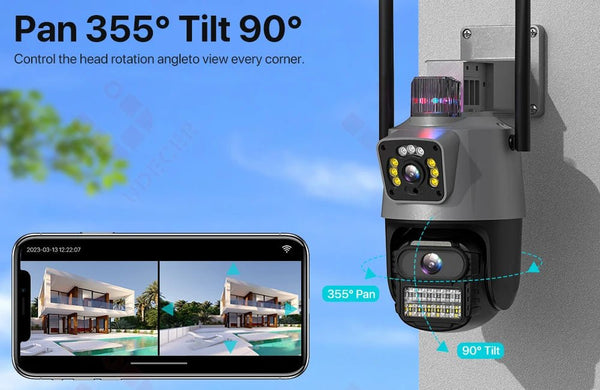 Outdoor WiFi PTZ Camera 8MP Dual - Lens 4K AI Tracking Dual Screen Night Vision - stepyours.com