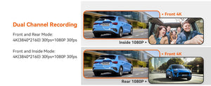 Sherway 3 Channel 4K Car Dash Cam With GPS Recorder 170 Degree Front Lens LCD - stepyours.com