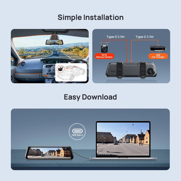 70mai S410 Rearview Dash Cam 2K Front 1080P Mirror - stepyours.com