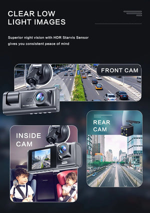 1080P Dual Dash Cam For Cars Front Inside IR Vision Loop Recording Wide Angle - stepyours.com