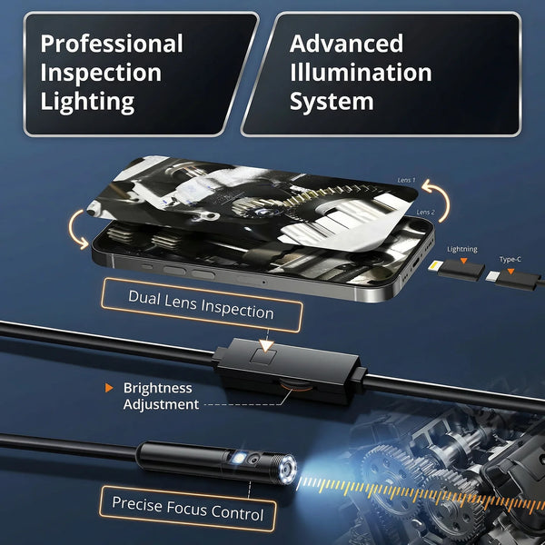 8mm Single - Lens Endoscope Camera - Adjustable Light For iPhone, iPad, Android - stepyours.com