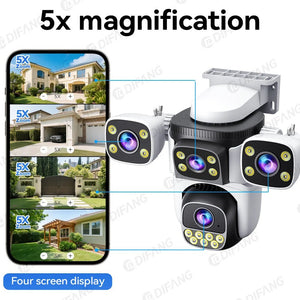 Outdoor WiFi PTZ CCTV Camera With 5X Zoom Four Lens Night Vision - stepyours.com