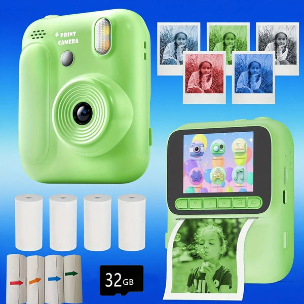 Kids Color Printing Instant Camera 32GB 1080P Digital Photo Video Gift - stepyours.com