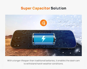 70mai S500 Rearview Dash Cam 9.35 Inch Touch Screen Dual Channel 3K HDR - stepyours.com