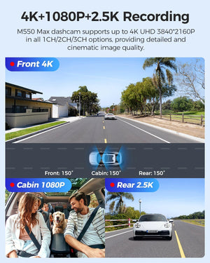 AZDOME 4K Dash Cam M550 Max GPS WiFi Car DVR 3.18Inch Screen Rear Cam - stepyours.com