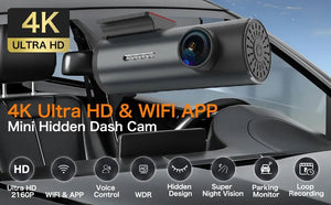 4K Dash Cam With WiFi GPS Mini Front Car DVR 24H Parking G Sensor - stepyours.com