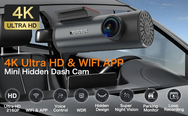 4K Dash Cam With WiFi GPS Mini Front Car DVR 24H Parking G Sensor - stepyours.com
