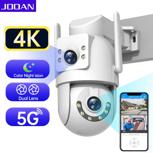 Jooan 4K Outdoor PTZ WiFi Camera AI Tracking Dual Lens 5X Zoom Hooks by stepyours.com