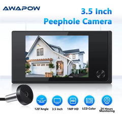 Awapow 3.5 Peephole Door Camera See Visitors 120Degree 2MP - stepyours.com