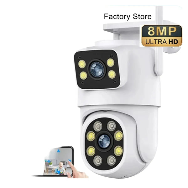 Tuya Dual Lens PTZ WiFi Camera Outdoor - 4K 8MP AI Auto Tracking Hooks - stepyours.com