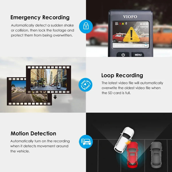 VIOFO A119 V3 2K Car Dash Camera With Parking Mode G Sensor Rota Lens - stepyours.com