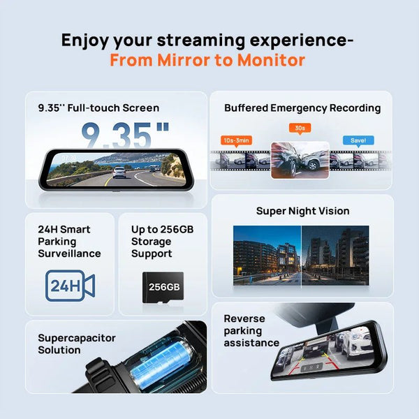 70mai S410 Rearview Dash Cam 2K Front 1080P Mirror - stepyours.com