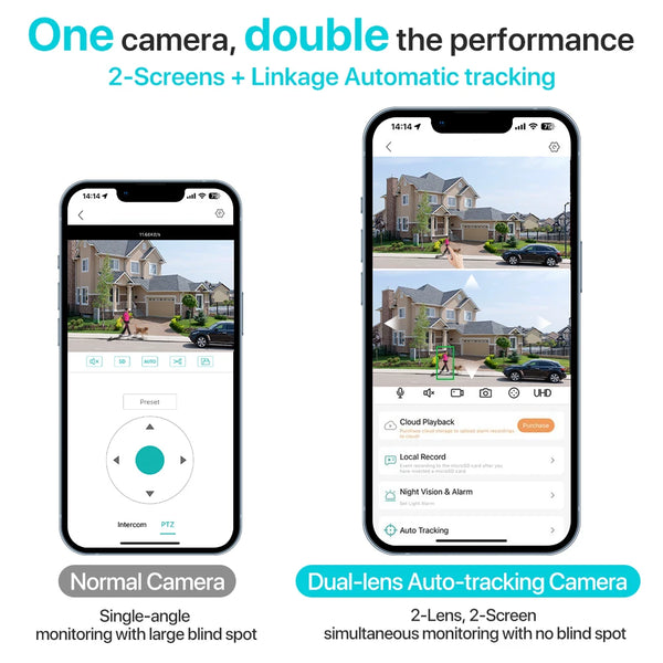 SmartVision 4K 8MP Outdoor WiFi PTZ Camera AI Auto Tracking Dual Lens by stepyours.com