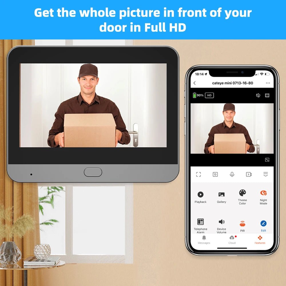 Yuezhe 3MP Door Peephole Cam With 4 Inch Screen WiFi Alerts - stepyours.com