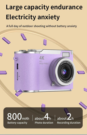 4K 48MP Digital Camera Camcorder For Kids Beginners With 2.4 Inch Screen - stepyours.com