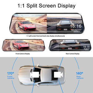 10 Inch Rearview Mirror Dash Cam Front And Rear 1080P Dual Recorder Night Vision - stepyours.com
