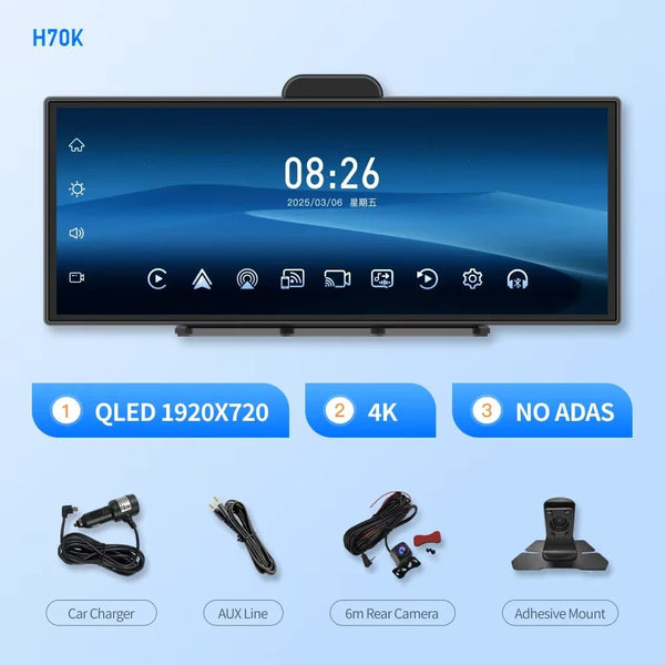 Imagebon H70 Plus 11.4 Inch 4K ADAS Dash Cam 60FPS Night Vision Dual Recording - stepyours.com
