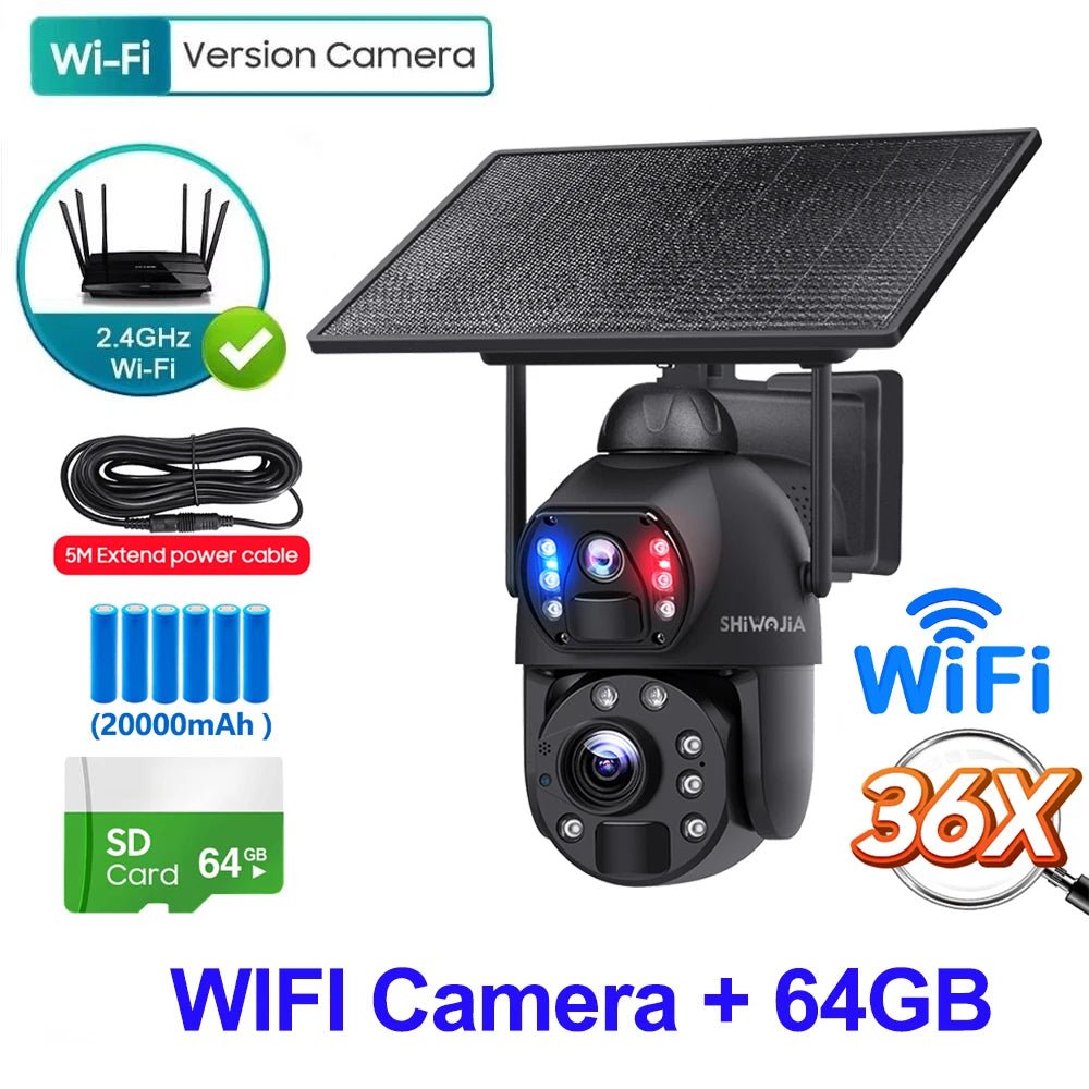 SHIWOJIA Solar 4G Security Camera With 360 Night Vision And 36X Zoom - stepyours.com