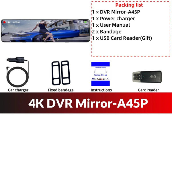 ACCEO 4K WiFi Dash Cam With 12 Inch Rear View Mirror Car DVR - stepyours.com