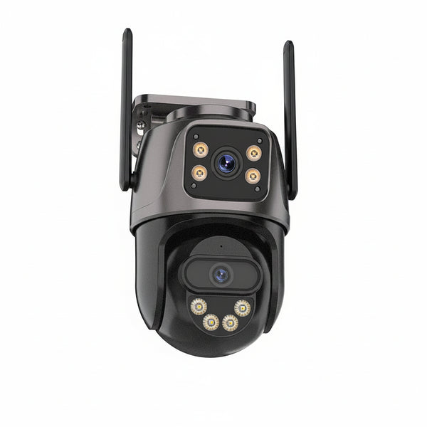 Three Screen WiFi IP Camera - 4K Dual Lens PTZ With AI Detection IP66 Waterproof by stepyours.com