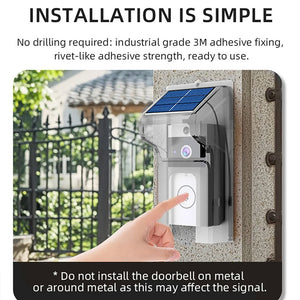 Waterproof Outdoor Wireless Doorbell with Solar Cover Camera WiFi Digital Door Peepholes Smart Home Intercom Video Eye Ring Bell by stepyours.com