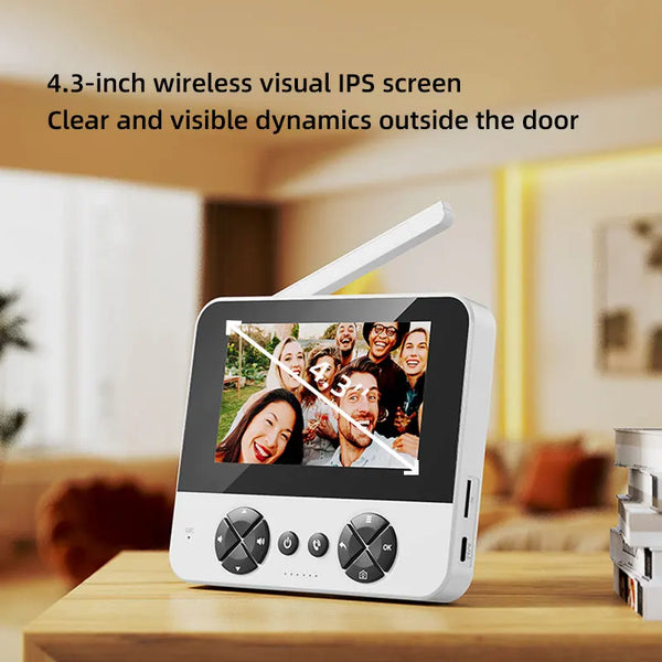 4.3 "Upgraded two-way wake-up infrared night vision video doorbell can be installed with indoor and outdoor electronic doorbells by stepyours.com
