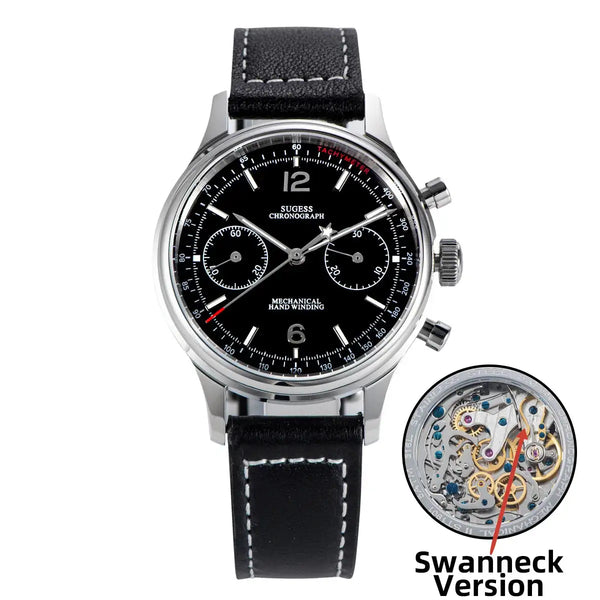 Sugess 1963 Pilot Watch Men Mechanical Chronograph Panda Wristwatch Air Force Sapphire Waterproof for Seagull Movement ST1901 v3
