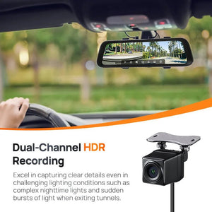 70mai S500 Rearview Dash Cam 9.35 Inch Touch Screen Dual Channel 3K HDR - stepyours.com