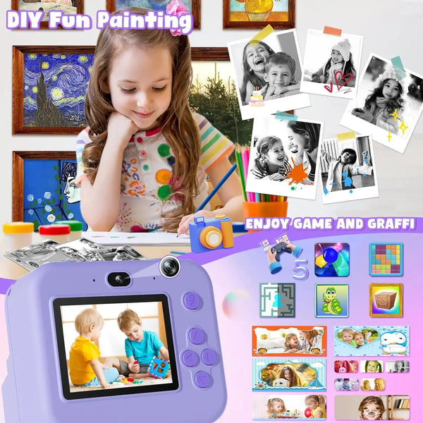 Educational Thermal Instant Print Camera 32GB Card 1080P For Kids Learning - stepyours.com