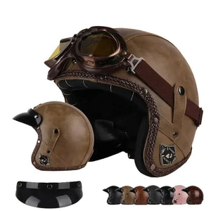 Retro Open Face Motorcycle Helmet — product view 1