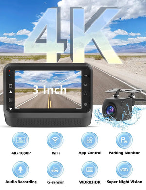 Hook Your Drive Kocam 4K UHD Dash Cam Dual Lens Night Vision Parking Monitor - stepyours.com