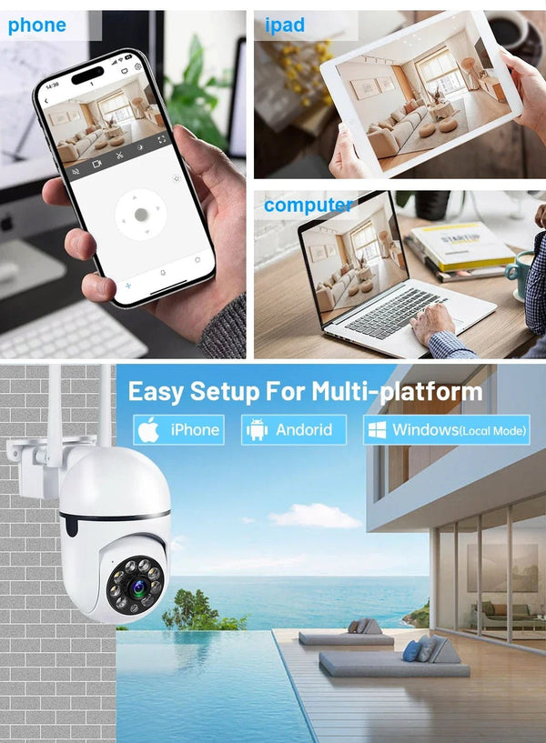 8MP WiFi Outdoor PTZ Security Camera 4X Zoom AI Human Tracking Two Way Audio - stepyours.com