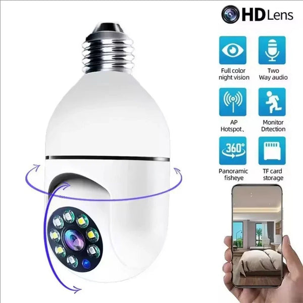 Gemodi 4G WiFi E27 Bulb Cam - AI Tracking 1080p Indoor Security - stepyours.com