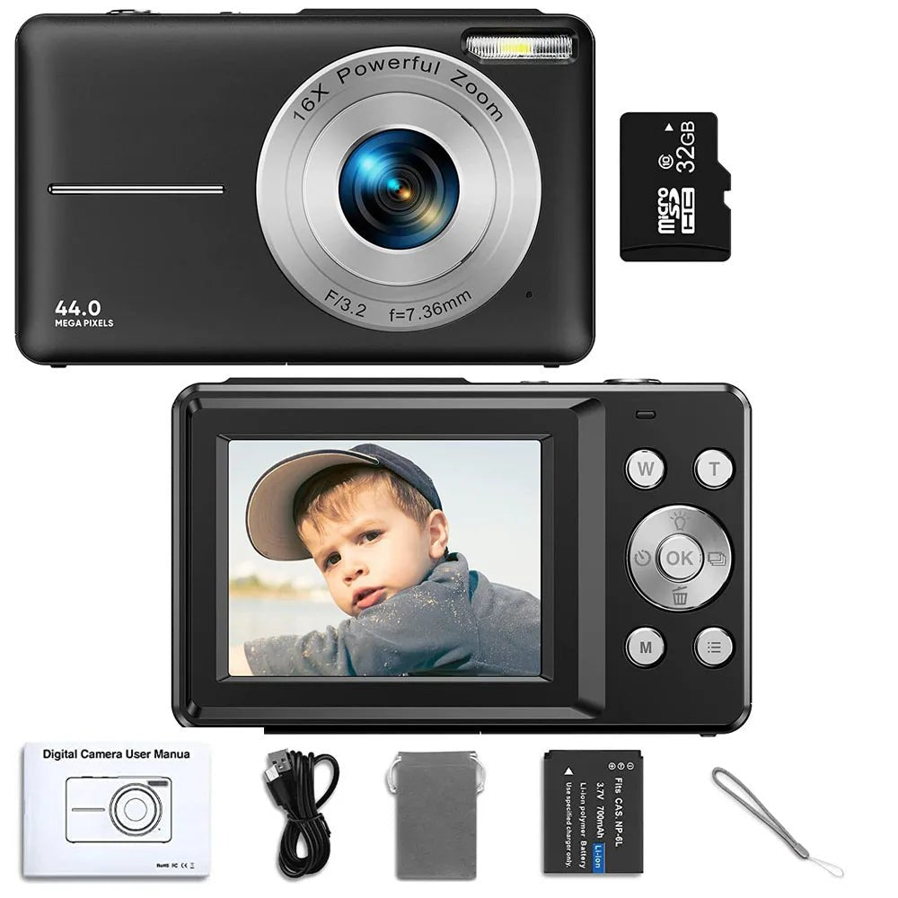 HD 1080P Kids Beginner Camera LCD 16X Zoom Compact Rechargeable - stepyours.com