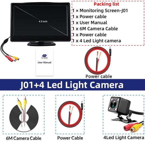 4.3 Inch Rotatable Rear View Camera For Car Reversing With 170 Degree Angle - stepyours.com