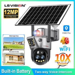 LS Vision Dual Screen Solar Camera 4G WiFi Outdoor Security 10X Zoom IP66 - stepyours.com