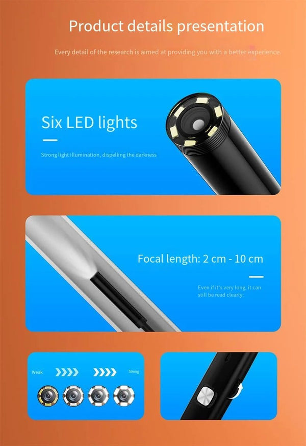 7.0mm Type C Endoscope Camera IP67 Waterproof Borescope With 6 LEDs Android PC - stepyours.com