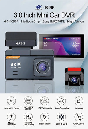 4K Dash Cam With GPS Dual Lens Night Vision 24 Hour Parking - stepyours.com