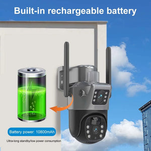 8MP 4K Solar WiFi Outdoor Dual Lens PTZ Camera - Wireless AI Alerts - stepyours.com