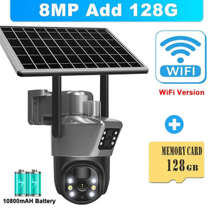 8MP 4K Solar WiFi Outdoor Dual Lens PTZ Camera - Wireless AI Alerts - stepyours.com